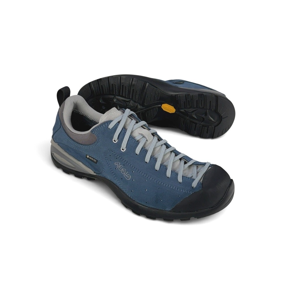 Asolo Shiver GV Gore-Tex Hiking Shoes Mens 9 Blue Suede Vibram Low Top Hikers